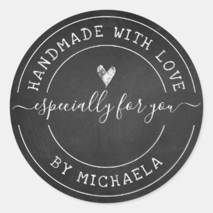 Sticker Rond Fait À La Main Avec L'Amour Par Le Nom Chalk Sur B