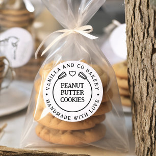 Sticker Rond Fait à la main avec l'amour Whisk Heart Bakery Bus