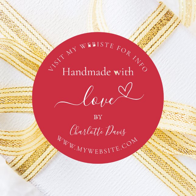 Sticker Rond Fait à la main avec le nom de l'amour rouge site (Créateur téléchargé)