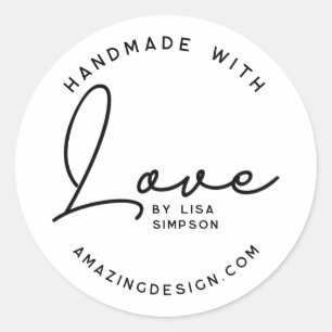 Sticker Rond Fait à la main avec script d'amour