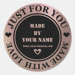 Sticker Rond Fait à la main juste pour vous fait l'amour Noir B