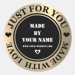 Sticker Rond Fait à la main juste pour vous fait l'amour Or Fox