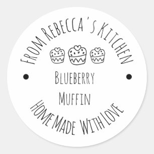 Sticker Rond Fait à la maison avec l'amour Rustique Muffin Étiq
