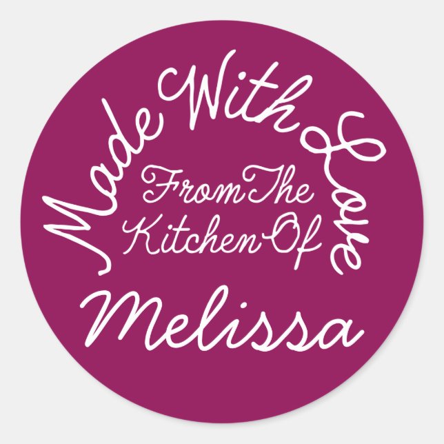Sticker Rond Fait Avec Amour De La Cuisine De (Devant)