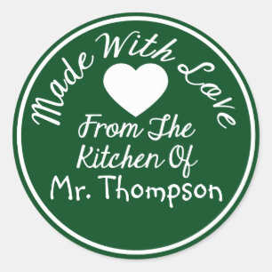 Sticker Rond Fait Avec Amour De La Cuisine De