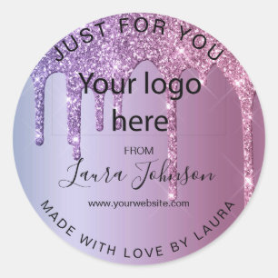 Sticker Rond fait avec amour holographe gouttes ajouter votre l