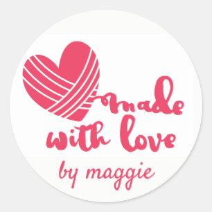 Sticker Rond fait avec le cadeau fait main de knit de crochet