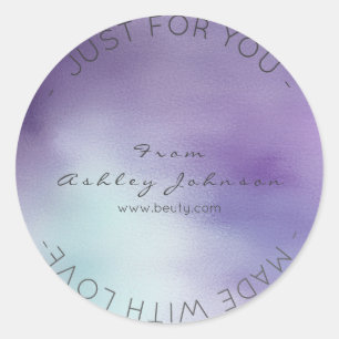 Sticker Rond Fait avec le pourpre en verre de bleu d'océan