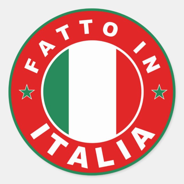 Sticker Rond fait dans le fatto Italie d'étiquette de drapeau (Devant)