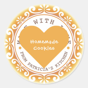 Sticker Rond Fait De Biscuits Amoureux De La Cuisine Jaune