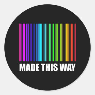 Sticker Rond FAIT DE CETTE MANIÈRE LGBT Pride Mois Code barre A