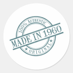 Sticker Rond Fait en 1960 autour du logo de style de timbre