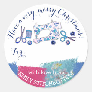 Sticker Rond Fait main avec l'étiquette de Noël de machine à