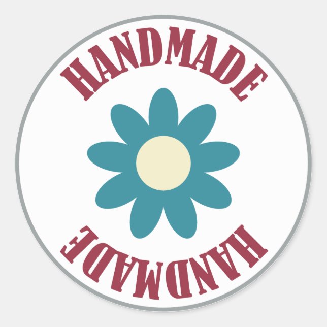 Sticker Rond Fait main avec une fleur (Devant)