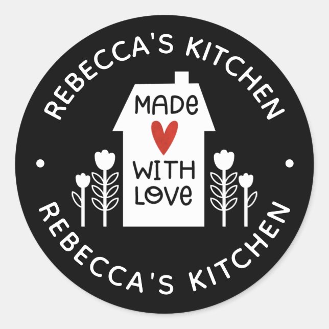 Sticker Rond Fait Maison Avec Amour (Devant)