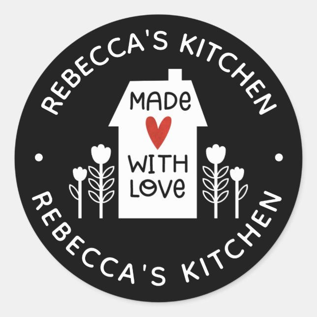 Sticker Rond Fait Maison Avec Amour (Devant)