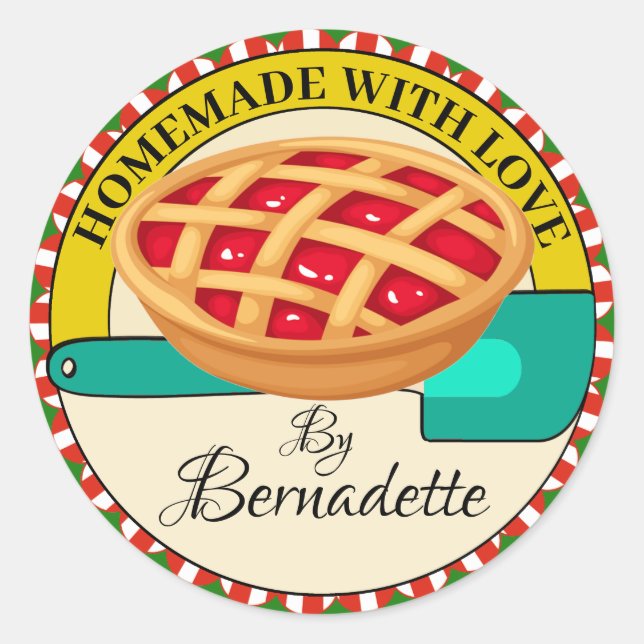 Sticker Rond Fait Maison Avec Amour (Devant)