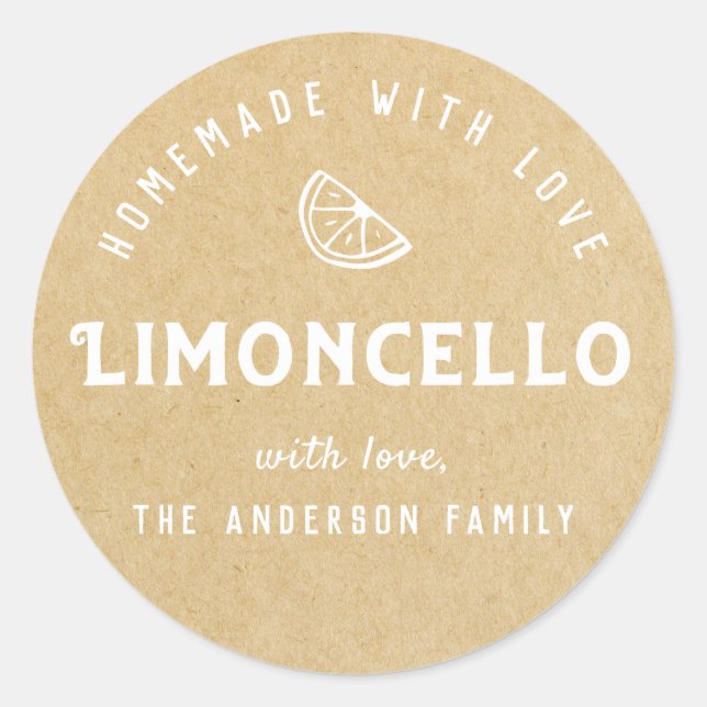 Sticker Rond Fait maison avec amour Limoncello Kraft moderne (Devant)