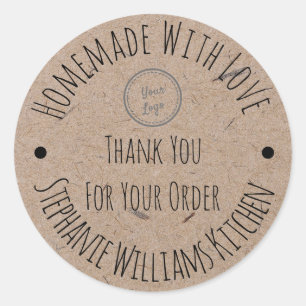 Sticker Rond Fait maison avec amour   Logo Merci Pour Votre Com