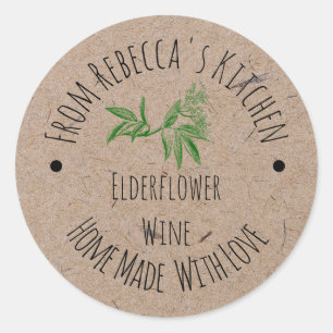 Sticker Rond Fait Maison avec Amour Papier Kraft   Vin de Surea