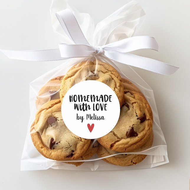Sticker Rond Fait Maison Avec Amour Personnalisé (Use a homemade with love sticker as a pretty way to finish off your gift)