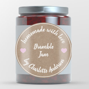 Sticker Rond Fait maison avec amour   Pink Heart Jam Canning Kr