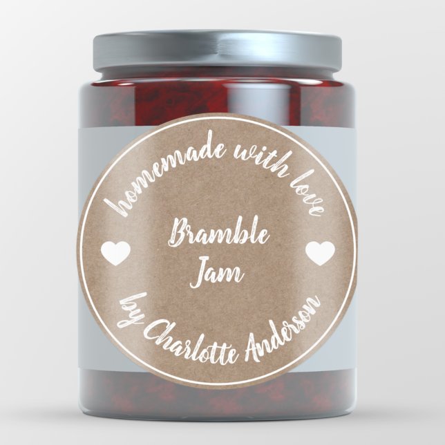 Sticker Rond Fait Maison avec Amour | Pot de Confiture en Papie (Créateur téléchargé)