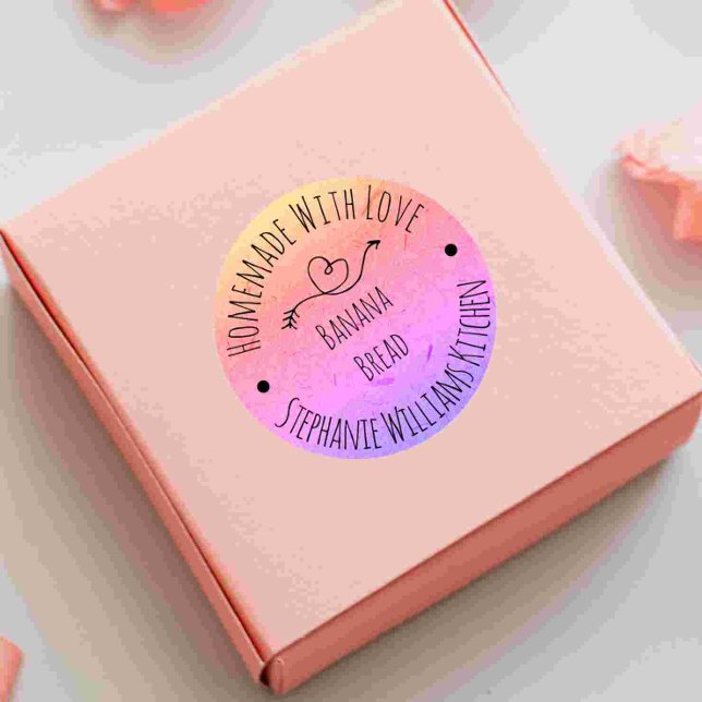 Sticker Rond Fait maison avec amour Rainbow Kraft Papier | Cuis (Créateur téléchargé)