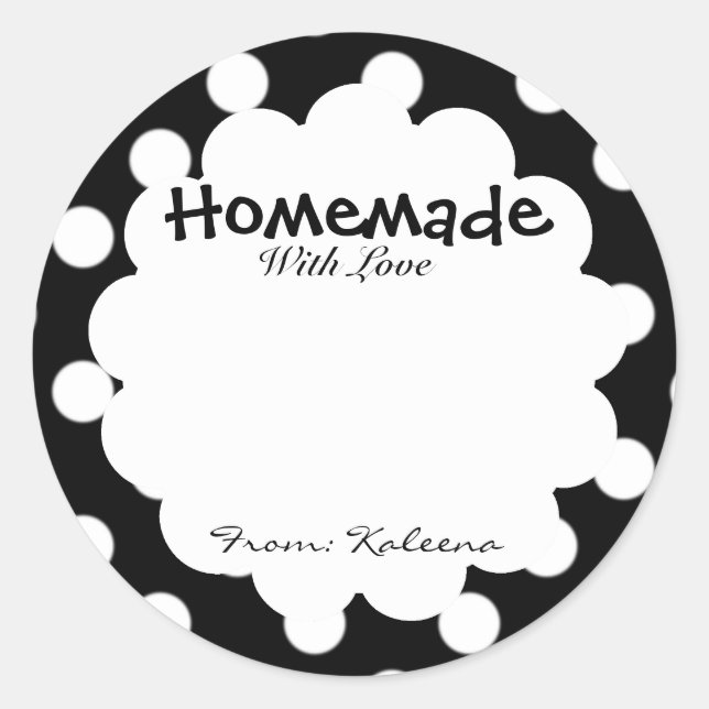 Sticker Rond Fait Maison Avec Amour Retro Polka Dot (Devant)