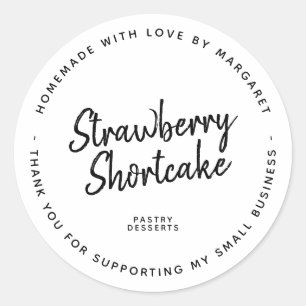 Sticker Rond Fait Maison Avec Dessert D'Amour Blanc