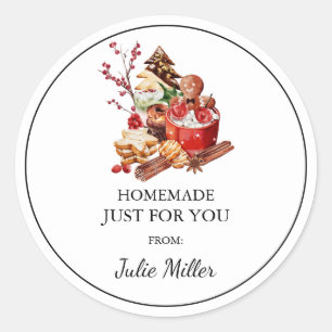 Sticker Rond Fait maison juste pour vous Noël gâteries étiquett