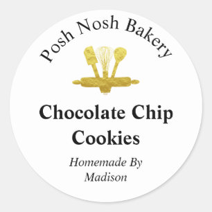 Sticker Rond Fait maison par  Gold Whisk sur Pâtisseries blanch