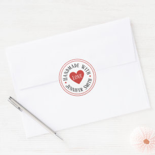 Sticker Rond Faite à la main moderne avec amour Nom du coeur Ro