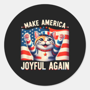 Sticker Rond Faites à l'Amérique Joyeuse à nouveau Chat Ladies