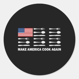 Sticker Rond Faites cuire à nouveau à l'Amérique Cuisine