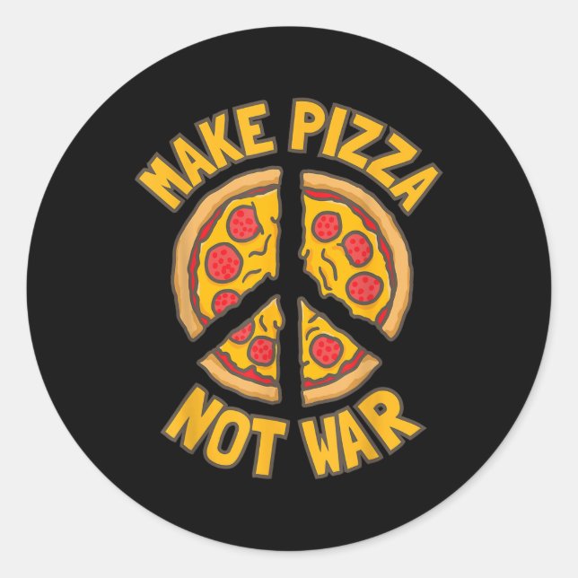 Sticker Rond Faites de la pizza. Pas la guerre. (Devant)