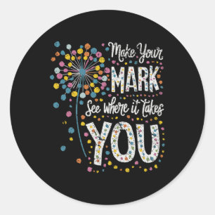 Sticker Rond Faites de votre Mark Joyeux Dot Day 2024 Dandelion