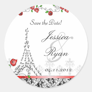 Sticker Rond Faites gagner la date épousant Noël blanc noir de