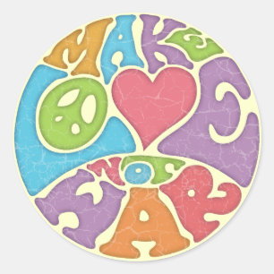 Sticker Rond Faites la guerre d'amour pas