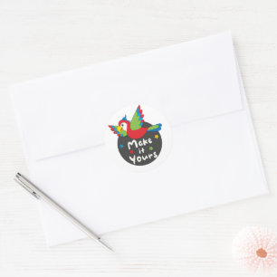 Sticker Rond Faites-le à votre Kawaii amusant perroquet coloré