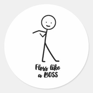 Sticker Rond Faites le floss comme un patron Stick Figure Stick
