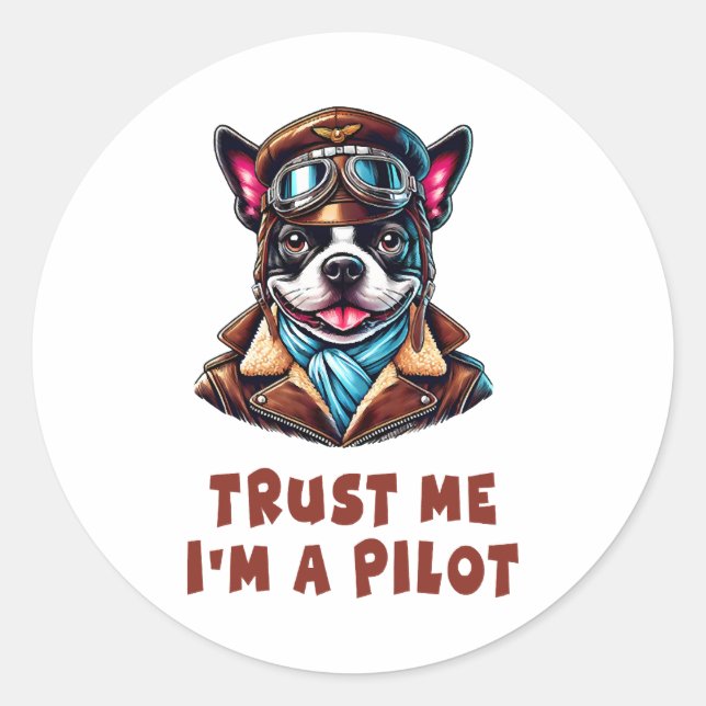 Sticker Rond Faites-moi confiance, je suis pilote (Devant)