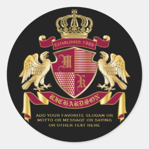 Sticker Rond Faites votre propre blason Emblème d'aigle rouge 
