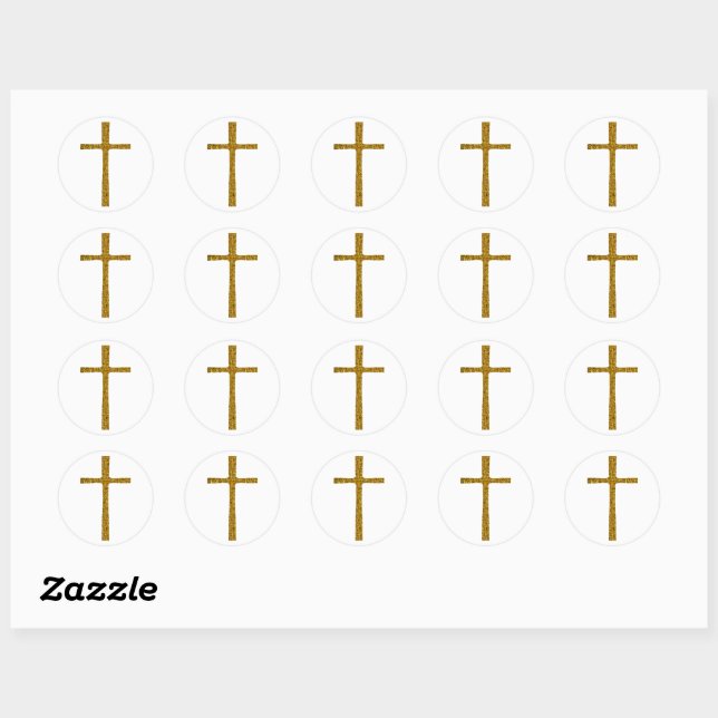 Sticker Rond Faith Cross Gold (Feuille)