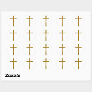 Sticker Rond Faith Cross Gold