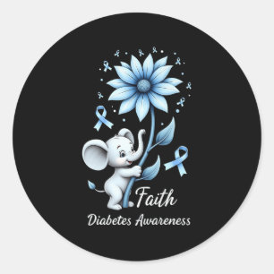 Sticker Rond Faith Cute Elephants Tournesol Diabète Sensibilisa