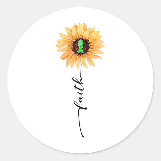 Sticker Rond Faith Green Ribbon Sensibilisation à la maladie ré (Devant)