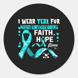 Sticker Rond Faith Hope Aimer Je Porte Turquoise Pour Le Rein P