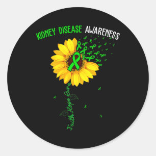 Sticker Rond Faith Hope Cure Maladie du rein Sensibilisation Cu