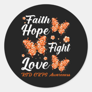 Sticker Rond Faith Hope Fight Love Rsd Crps Sensibilisation Pap